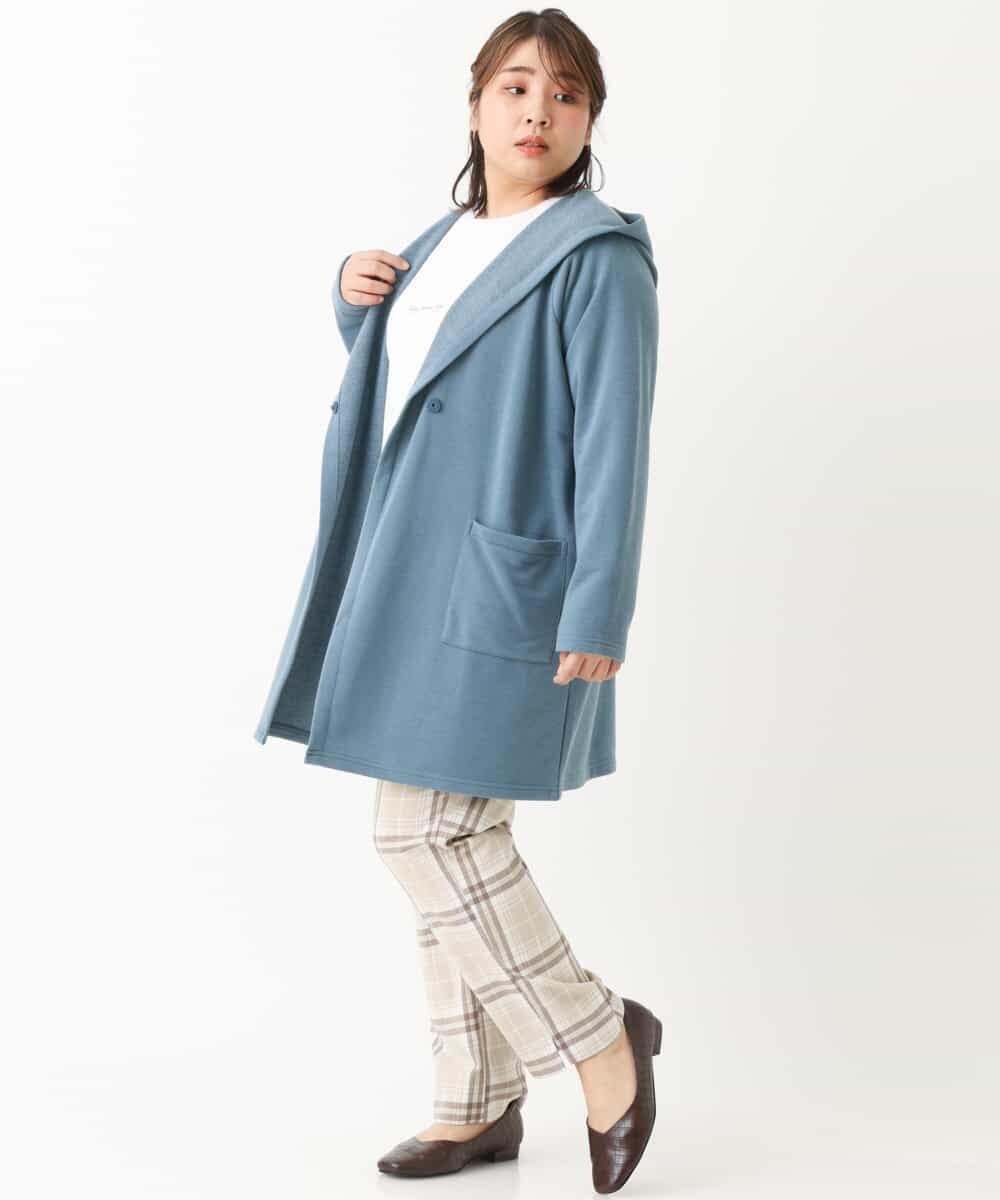 OLLEM15090 eur3(エウルキューブ) 【大きいサイズ】ゆるストレートチェック柄パンツ ベージュ