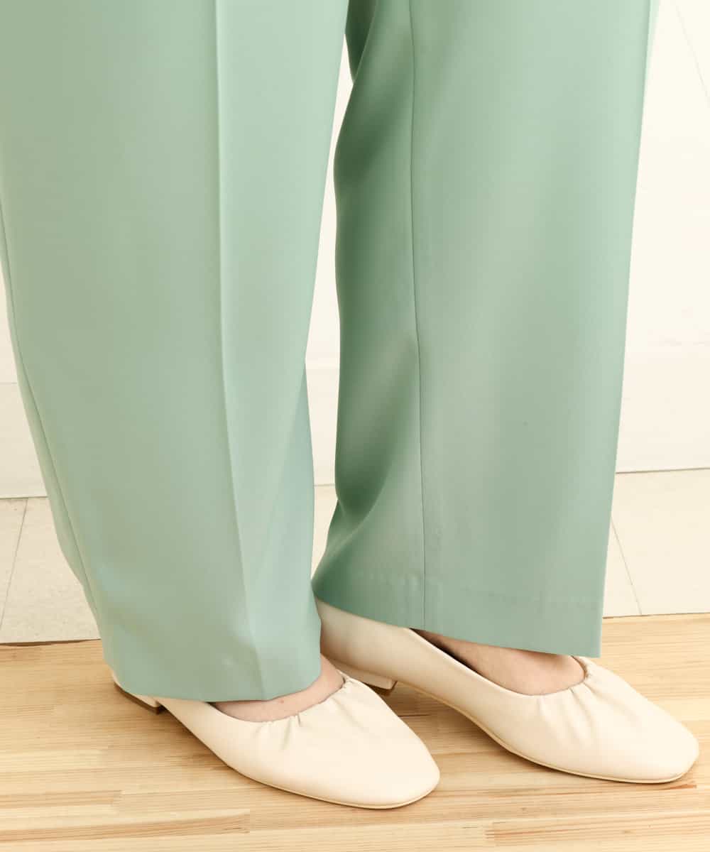 OLLEP13090 eur3(エウルキューブ) 【大きいサイズ/接触冷感】さらっとセンターラインストレートパンツ ライトグリーン(30)