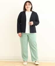 OLLEP13090 eur3(エウルキューブ) 【大きいサイズ/接触冷感】さらっとセンターラインストレートパンツ ライトグリーン(30)