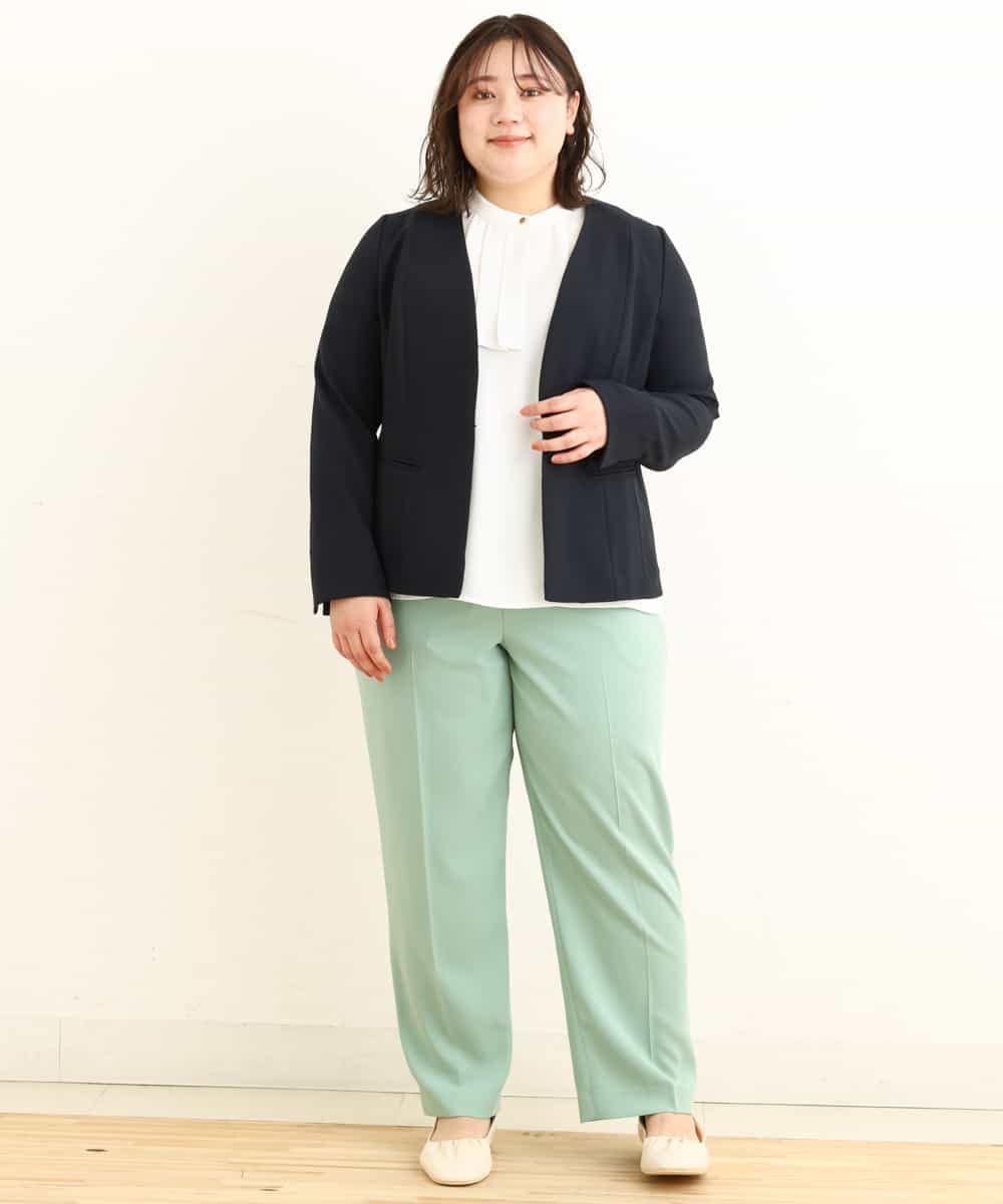 OLLEP13090 eur3(エウルキューブ) 【大きいサイズ/接触冷感】さらっとセンターラインストレートパンツ ライトグリーン(30)