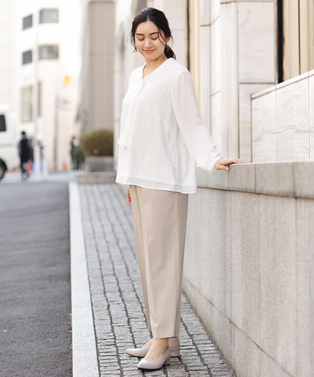 OLLEP13090 eur3(エウルキューブ) 【大きいサイズ/接触冷感】さらっとセンターラインストレートパンツ ベージュ(82)