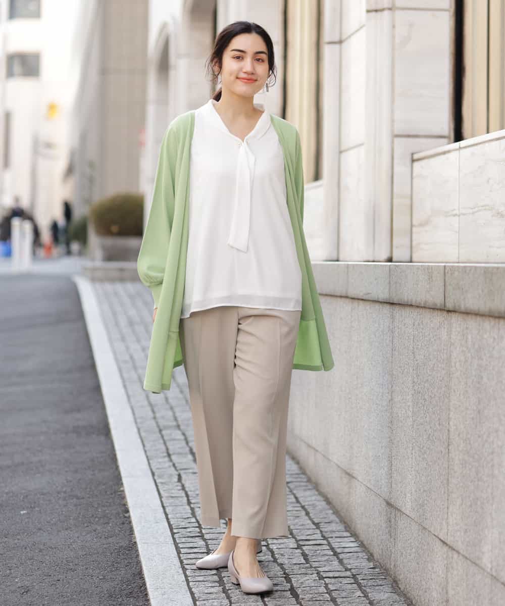 OLLEP13090 eur3(エウルキューブ) 【大きいサイズ/接触冷感】さらっとセンターラインストレートパンツ ベージュ(82)