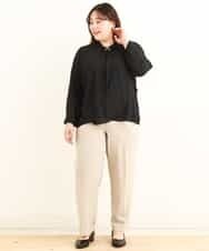OLLEP13090 eur3(エウルキューブ) 【大きいサイズ/接触冷感】さらっとセンターラインストレートパンツ ベージュ(82)