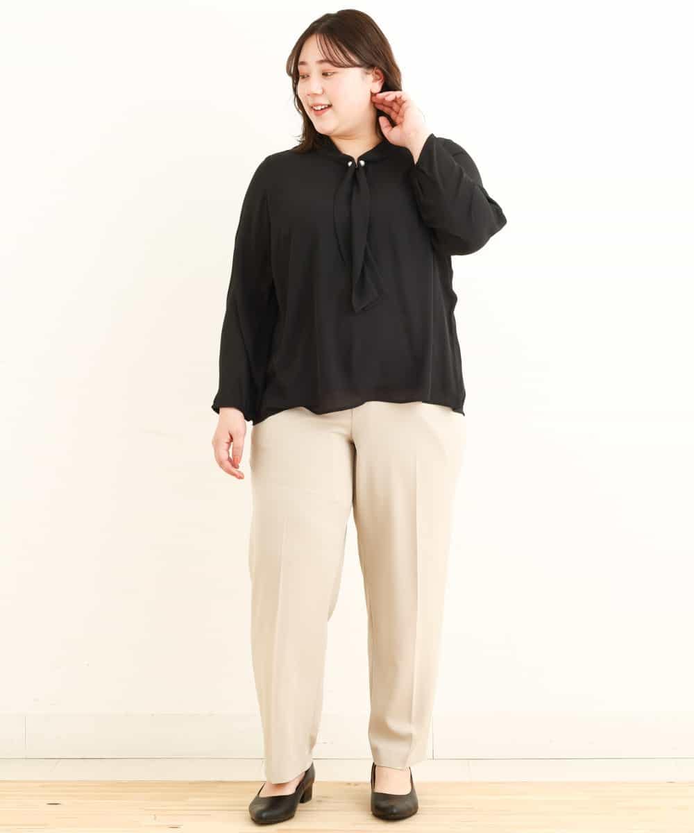 OLLEP13090 eur3(エウルキューブ) 【大きいサイズ/接触冷感】さらっとセンターラインストレートパンツ ベージュ(82)
