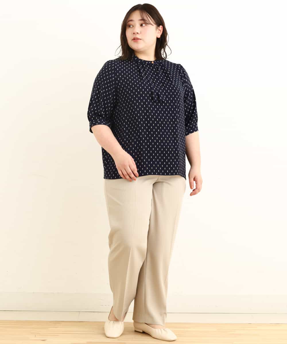 OLLEP13090 eur3(エウルキューブ) 【大きいサイズ/接触冷感】さらっとセンターラインストレートパンツ ベージュ(82)