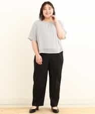 OLLEP13090 eur3(エウルキューブ) 【大きいサイズ/接触冷感】さらっとセンターラインストレートパンツ ブラック(94)