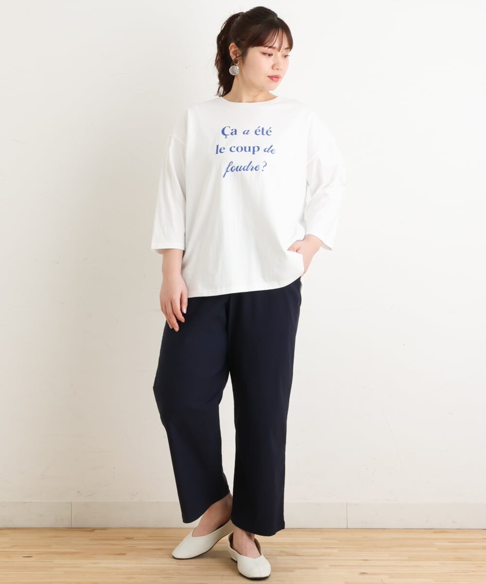 OLLES16080 eur3(エウルキューブ) 【大きいサイズ】さらさらストレッチワイドパンツ ネイビー(57)