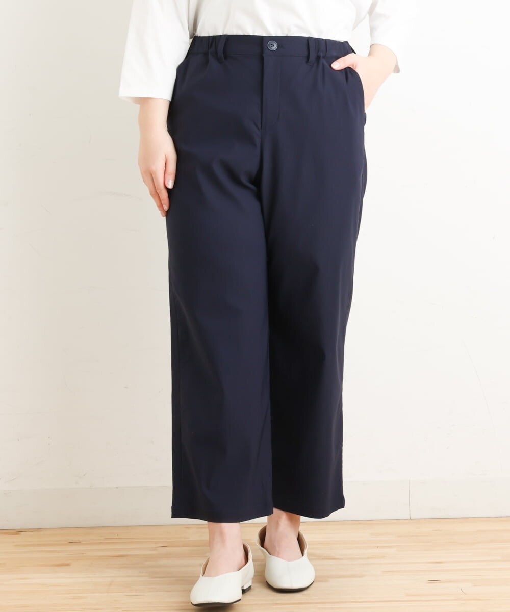 OLLES16080 eur3(エウルキューブ) 【大きいサイズ】さらさらストレッチワイドパンツ ネイビー(57)