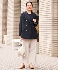 OLLES16080 eur3(エウルキューブ) 【大きいサイズ】さらさらストレッチワイドパンツ ライトグレー(91)