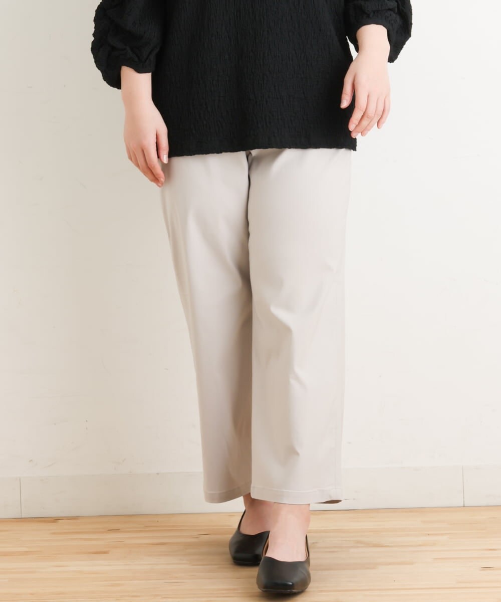 OLLES16080 eur3(エウルキューブ) 【大きいサイズ】さらさらストレッチワイドパンツ ライトグレー(91)