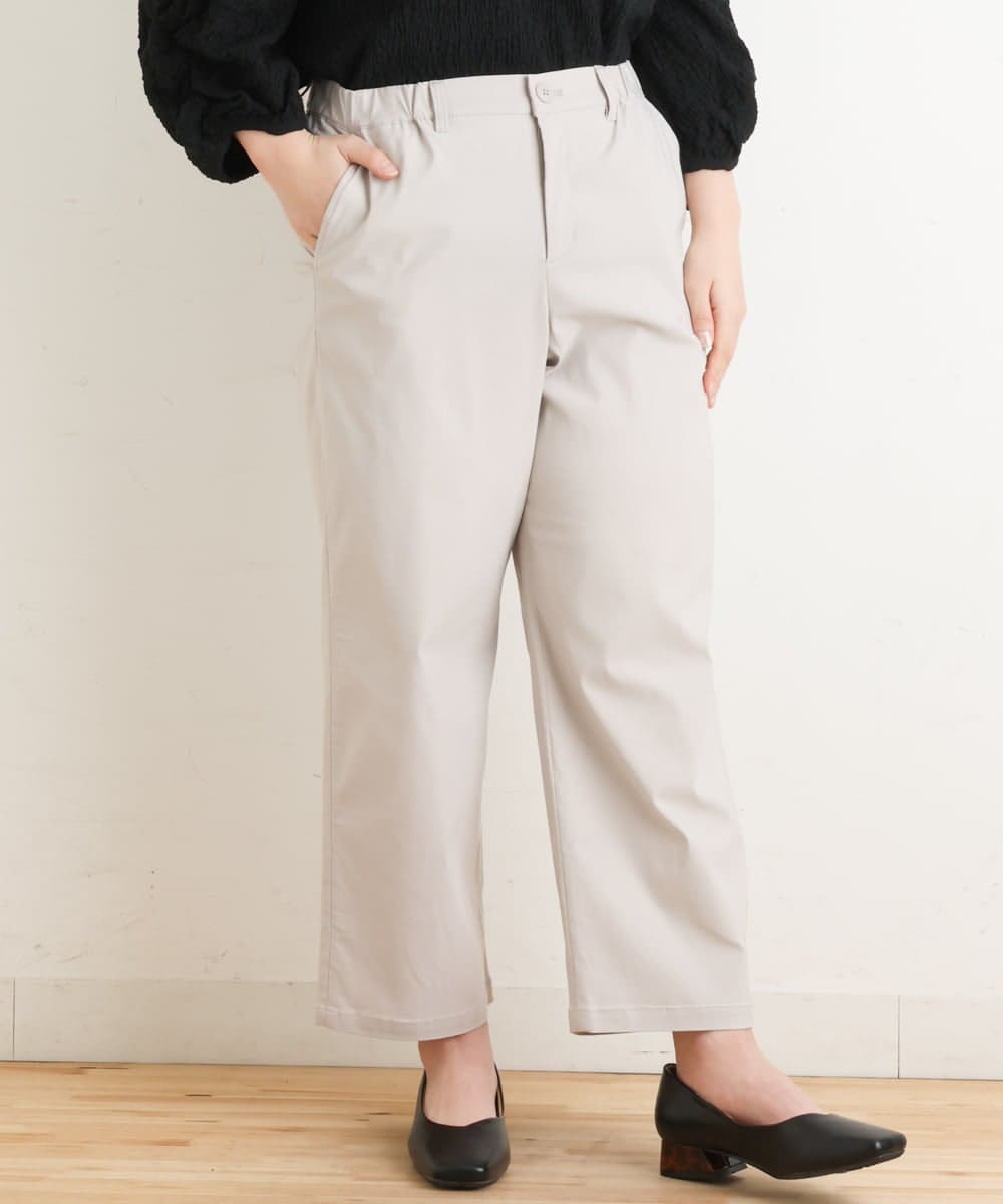 OLLES16080 eur3(エウルキューブ) 【大きいサイズ】さらさらストレッチワイドパンツ ライトグレー(91)