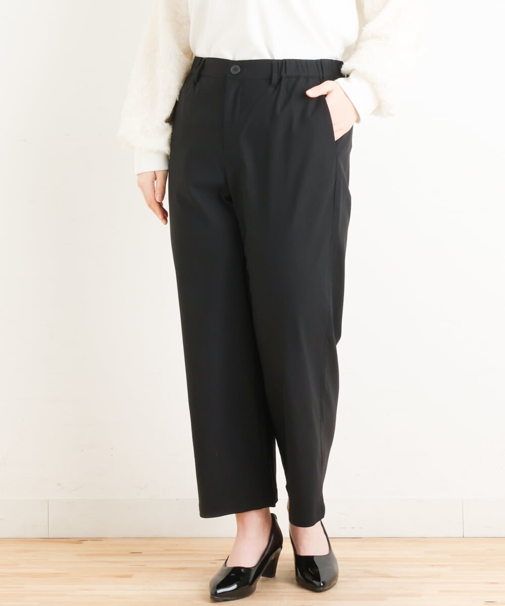 OLLES16080 eur3(エウルキューブ) 【大きいサイズ】さらさらストレッチワイドパンツ ブラック(94)