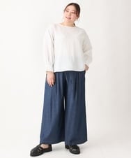 OLLEV05109 eur3(エウルキューブ) 【大きいサイズ】ライトオンスワイドデニムパンツ ネイビー(57)