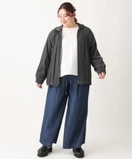 OLLEV05109 eur3(エウルキューブ) 【大きいサイズ】ライトオンスワイドデニムパンツ ネイビー(57)