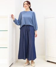 OLLEV05109 eur3(エウルキューブ) 【大きいサイズ】ライトオンスワイドデニムパンツ ネイビー(57)