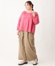 OLLEV16129 eur3(エウルキューブ) 【大きいサイズ】ワイドカーゴパンツ ベージュ(82)