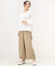 OLLEV16129 eur3(エウルキューブ) 【大きいサイズ】ワイドカーゴパンツ ベージュ(82)