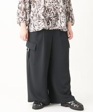 OLLEV16129 eur3(エウルキューブ) 【大きいサイズ】ワイドカーゴパンツ ブラック(94)