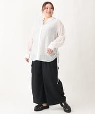 OLLEV16129 eur3(エウルキューブ) 【大きいサイズ】ワイドカーゴパンツ ブラック(94)