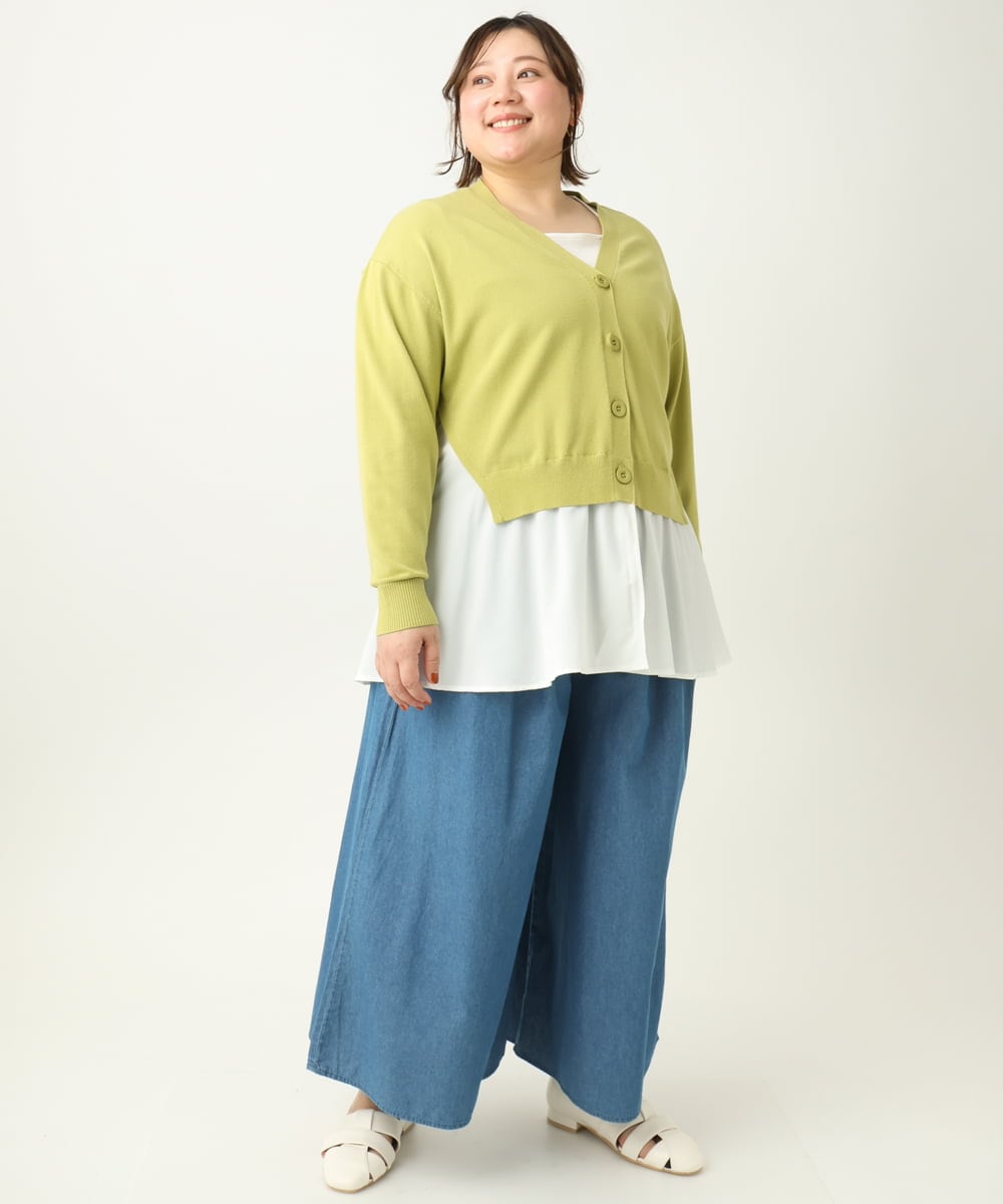 OLLFA02099 eur3(エウルキューブ) 【大きいサイズ】ライトデニムワイドパンツ ブルー(55)