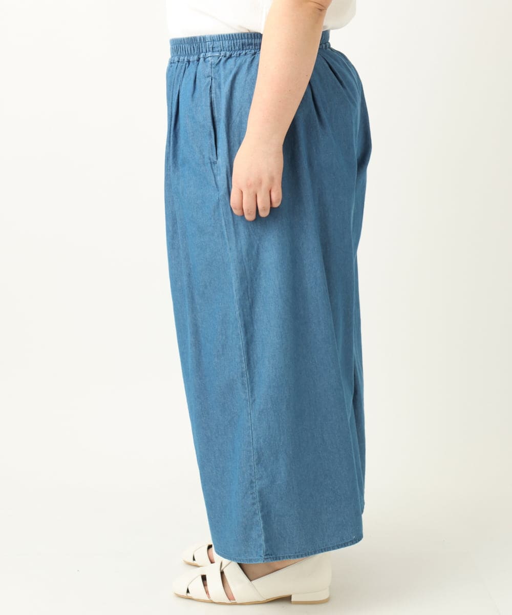 OLLFA02099 eur3(エウルキューブ) 【大きいサイズ】ライトデニムワイドパンツ ブルー(55)