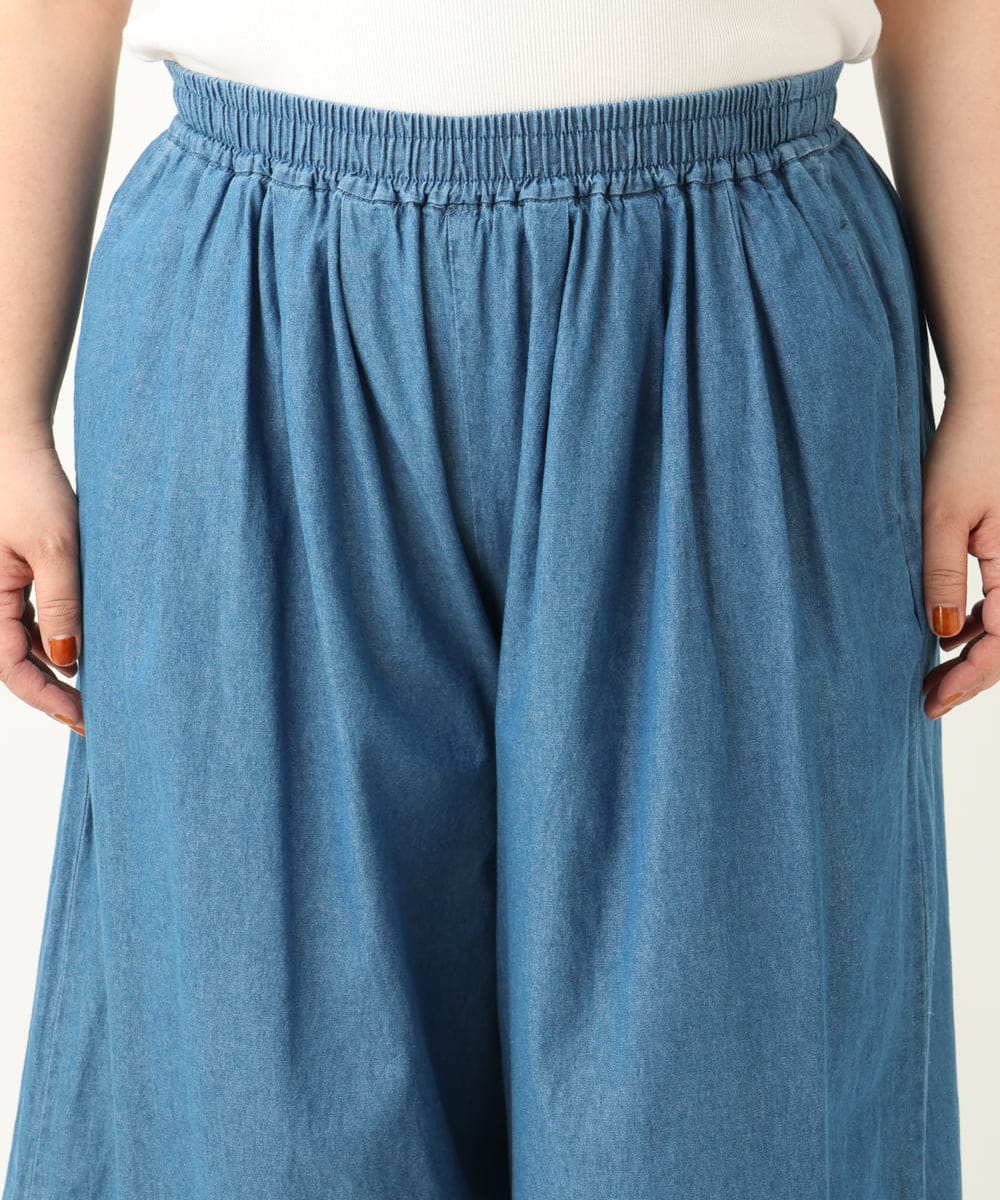 OLLFA02099 eur3(エウルキューブ) 【大きいサイズ】ライトデニムワイドパンツ ブルー(55)