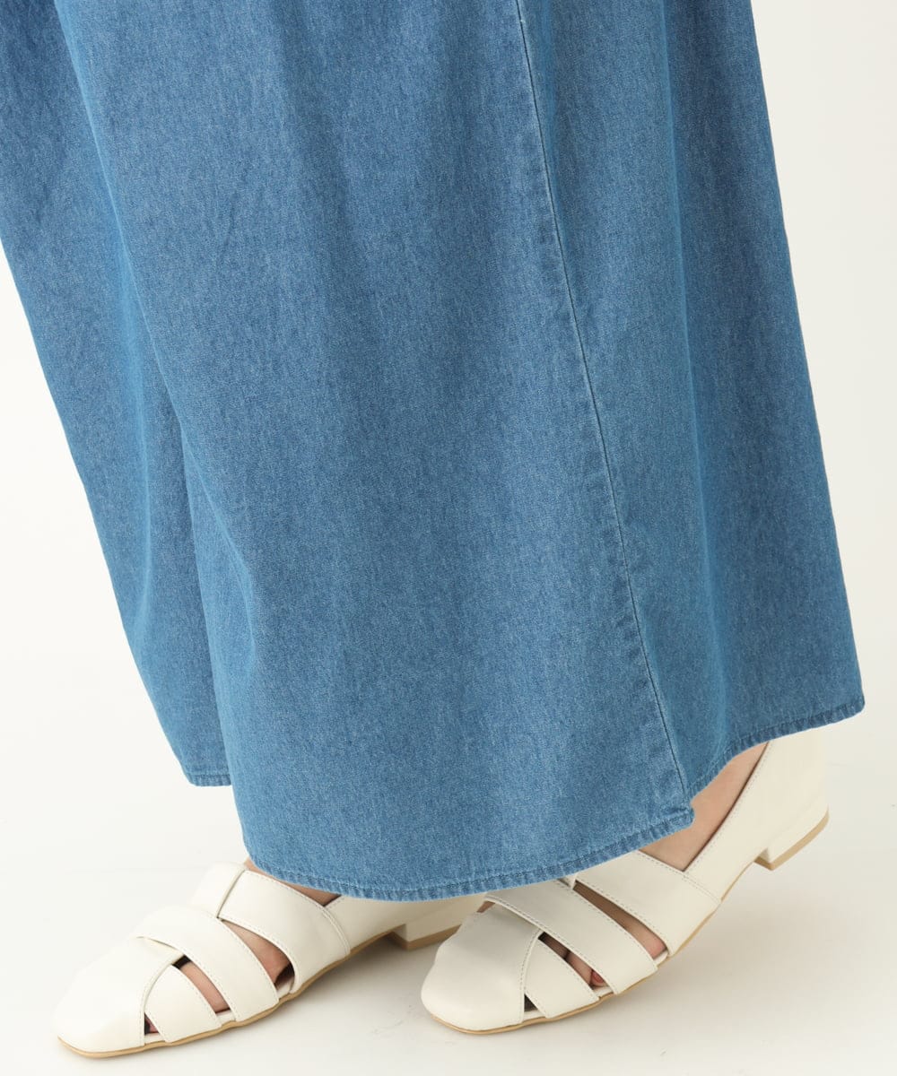 OLLFA02099 eur3(エウルキューブ) 【大きいサイズ】ライトデニムワイドパンツ ブルー(55)