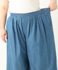 OLLFA02099 eur3(エウルキューブ) 【大きいサイズ】ライトデニムワイドパンツ ブルー(55)