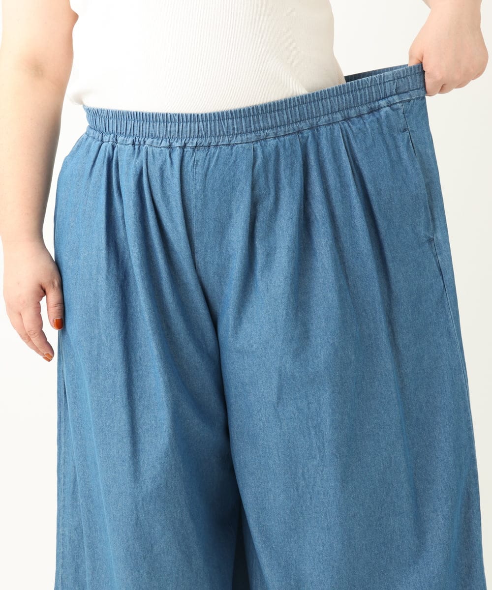 OLLFA02099 eur3(エウルキューブ) 【大きいサイズ】ライトデニムワイドパンツ ブルー(55)