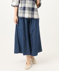 OLLFA02099 eur3(エウルキューブ) 【大きいサイズ】ライトデニムワイドパンツ ネイビー(57)