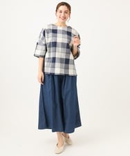 OLLFA02099 eur3(エウルキューブ) 【大きいサイズ】ライトデニムワイドパンツ ネイビー(57)