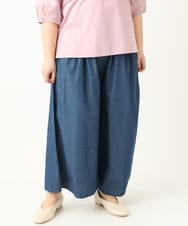 OLLFA02099 eur3(エウルキューブ) 【大きいサイズ】ライトデニムワイドパンツ ネイビー(57)