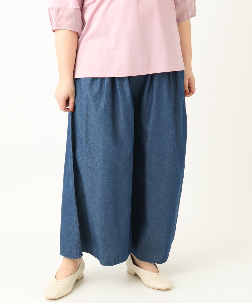 OLLFA02099 eur3(エウルキューブ) 【大きいサイズ】ライトデニムワイドパンツ ネイビー(57)