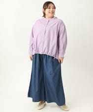 OLLFA02099 eur3(エウルキューブ) 【大きいサイズ】ライトデニムワイドパンツ ネイビー(57)