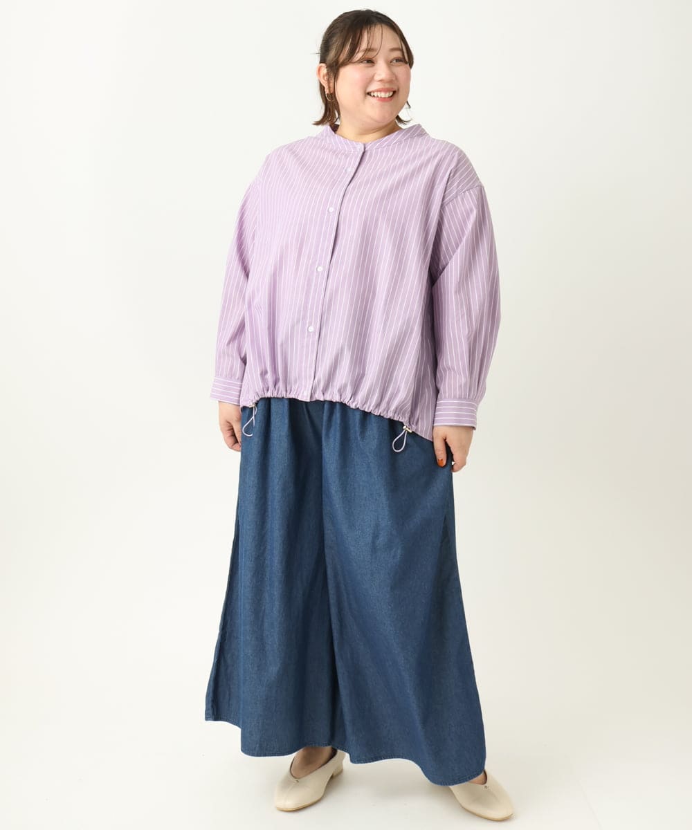 OLLFA02099 eur3(エウルキューブ) 【大きいサイズ】ライトデニムワイドパンツ ネイビー(57)
