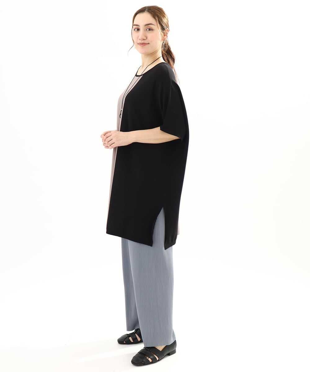 OLLFA03089 eur3(エウルキューブ) 【大きいサイズ/セルフカット可】ジャージープリーツパンツ ライトブルー(50)