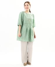 OLLFA03089 eur3(エウルキューブ) 【大きいサイズ/セルフカット可】ジャージープリーツパンツ グレージュ(89)