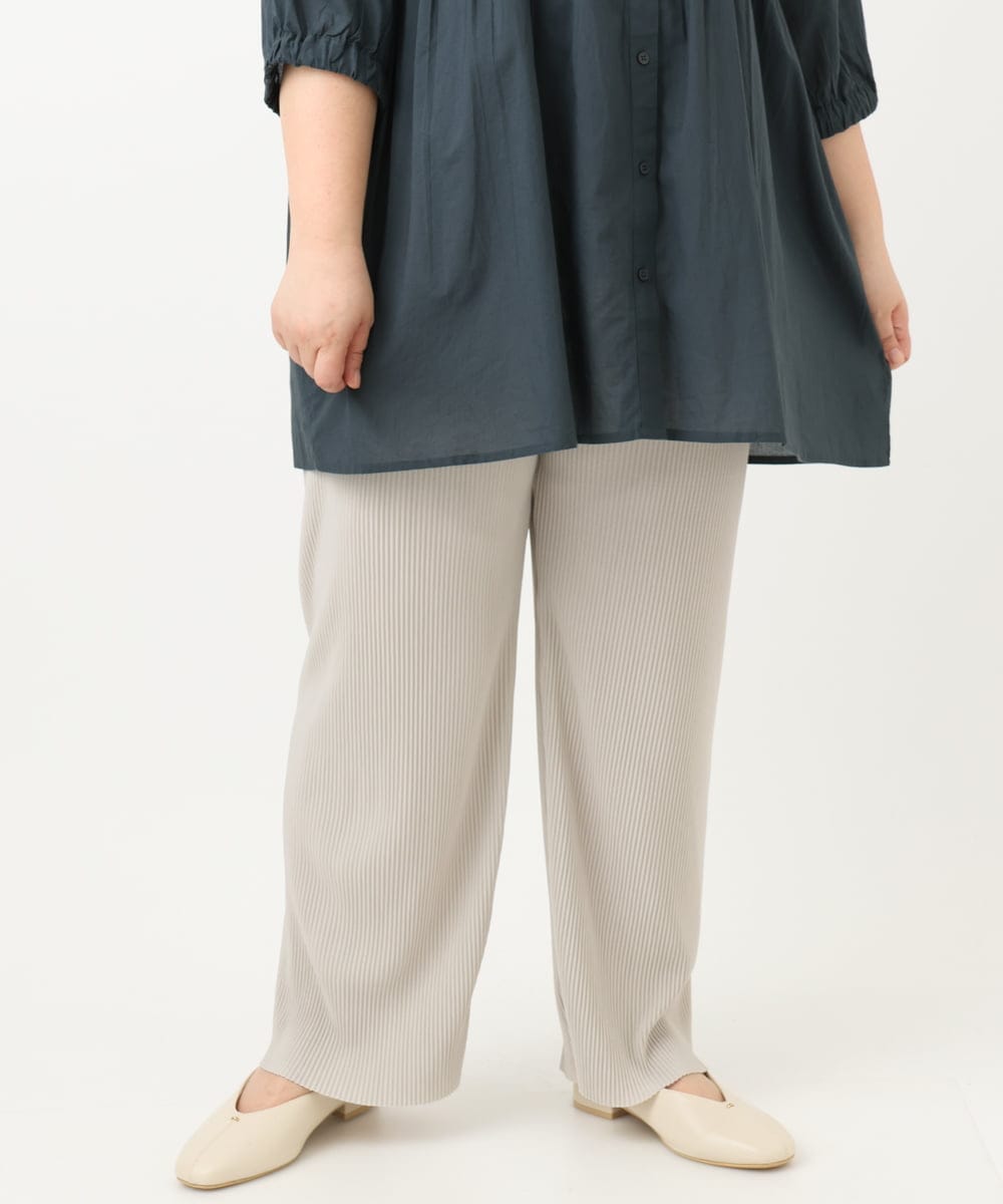 OLLFA03089 eur3(エウルキューブ) 【大きいサイズ/セルフカット可】ジャージープリーツパンツ グレージュ(89)