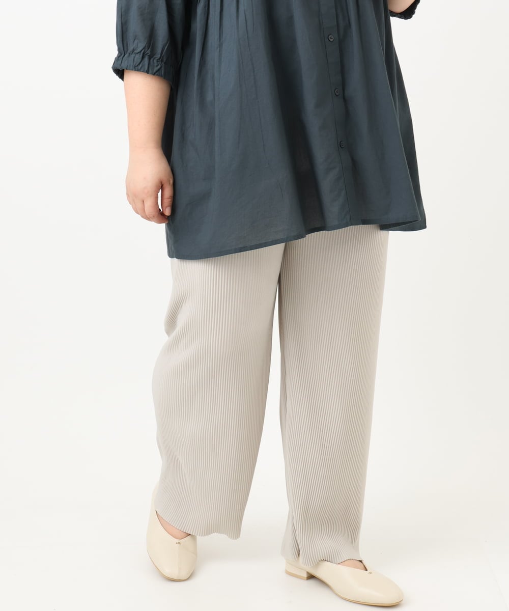 OLLFA03089 eur3(エウルキューブ) 【大きいサイズ/セルフカット可】ジャージープリーツパンツ グレージュ(89)