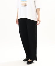 OLLFA03089 eur3(エウルキューブ) 【大きいサイズ/セルフカット可】ジャージープリーツパンツ ブラック(94)