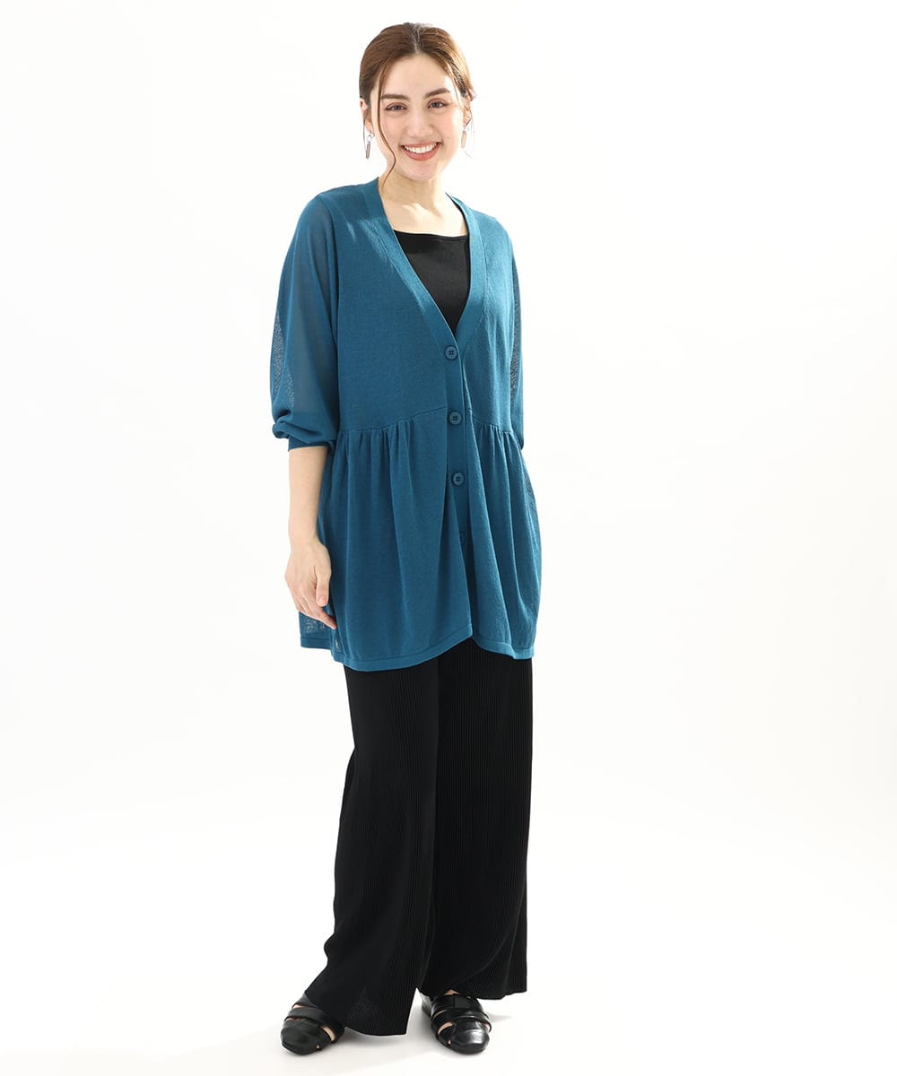 OLLFA03089 eur3(エウルキューブ) 【大きいサイズ/セルフカット可】ジャージープリーツパンツ ブラック(94)