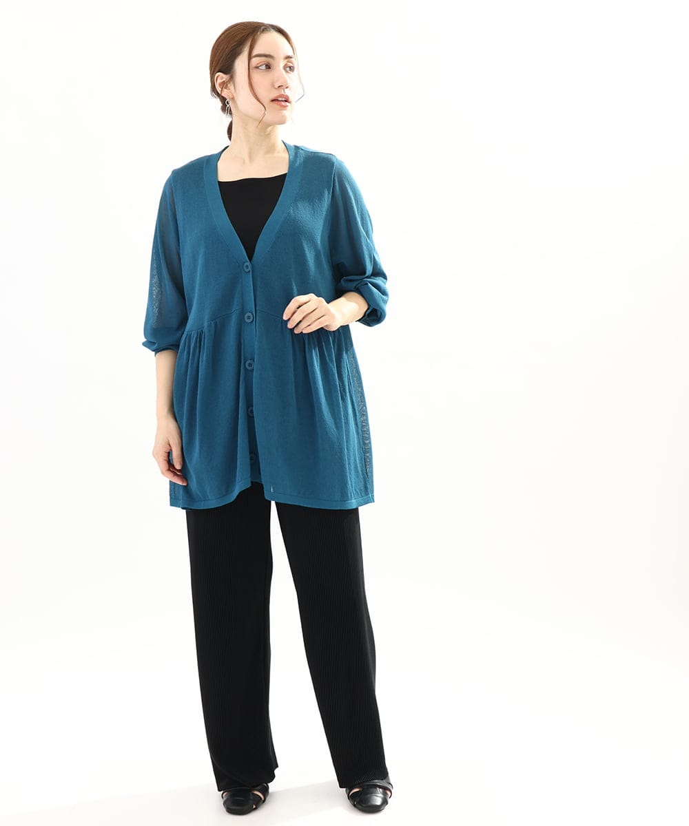 OLLFA03089 eur3(エウルキューブ) 【大きいサイズ/セルフカット可】ジャージープリーツパンツ ブラック(94)