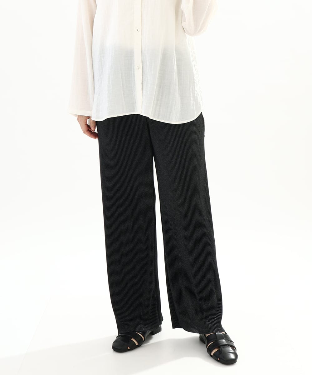 OLLFA03089 eur3(エウルキューブ) 【大きいサイズ/セルフカット可】ジャージープリーツパンツ シルバー(96)
