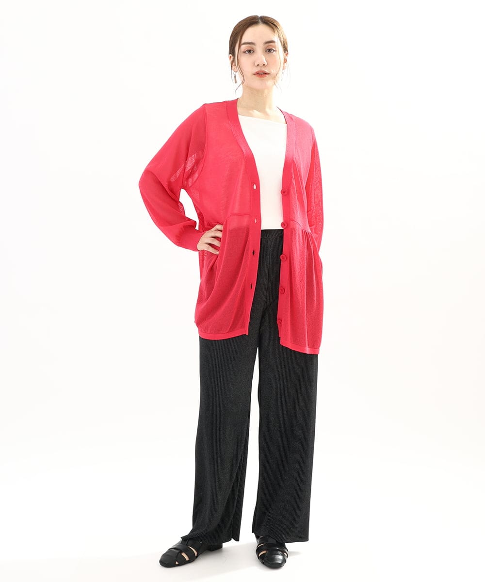 OLLFA03089 eur3(エウルキューブ) 【大きいサイズ/セルフカット可】ジャージープリーツパンツ シルバー(96)