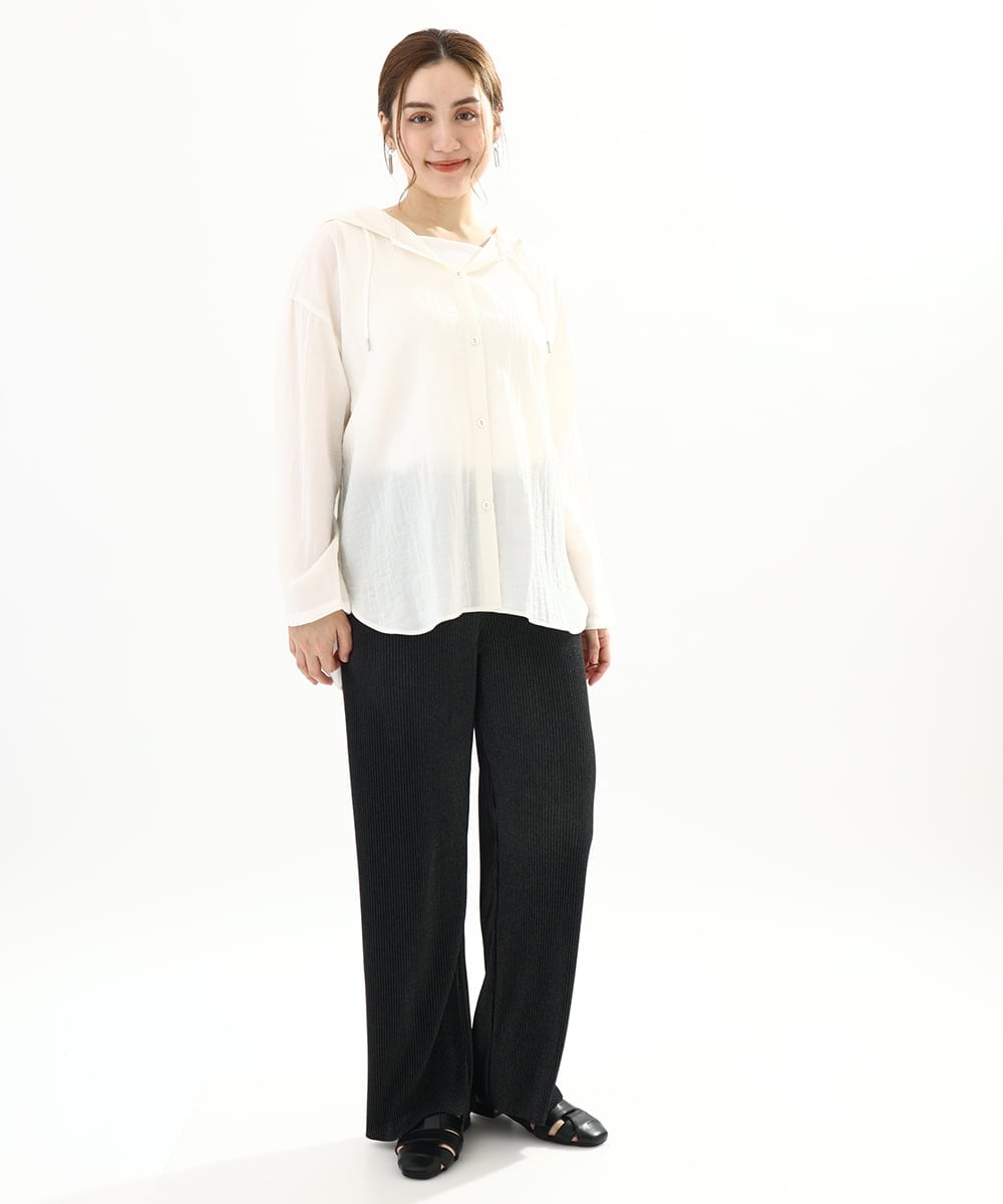 OLLFA03089 eur3(エウルキューブ) 【大きいサイズ/セルフカット可】ジャージープリーツパンツ シルバー(96)