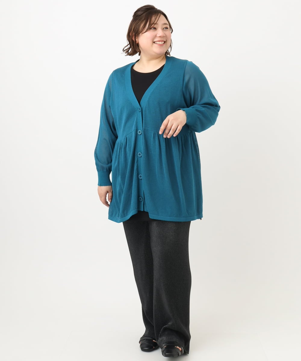 OLLFA03089 eur3(エウルキューブ) 【大きいサイズ/セルフカット可】ジャージープリーツパンツ シルバー(96)