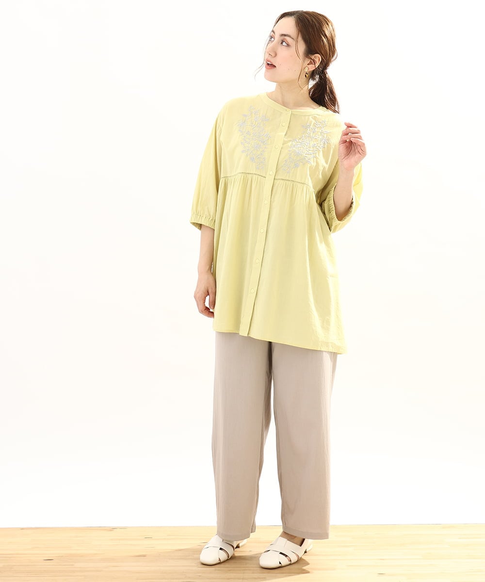 OLLFA06099 eur3(エウルキューブ) 【大きいサイズ】イージーワイドパンツ グレージュ(89)