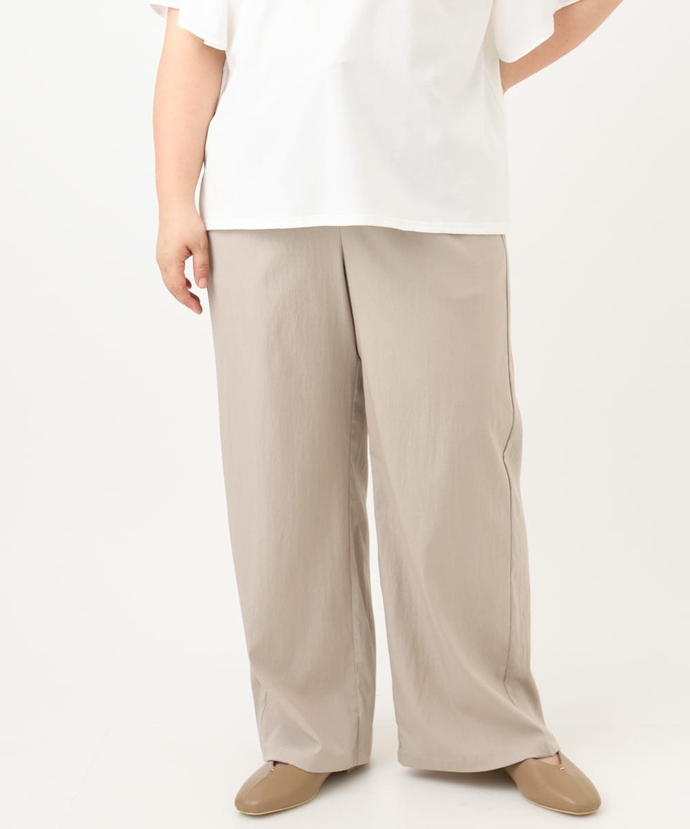 OLLFA06099 eur3(エウルキューブ) 【大きいサイズ】イージーワイドパンツ グレージュ(89)