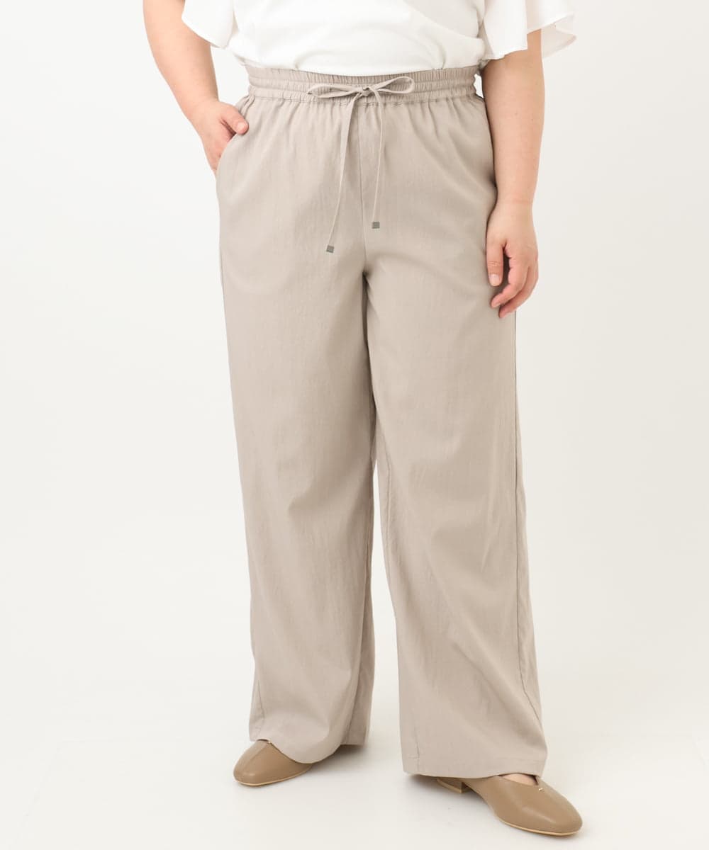 OLLFA06099 eur3(エウルキューブ) 【大きいサイズ】イージーワイドパンツ グレージュ(89)