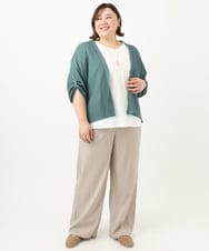 OLLFA06099 eur3(エウルキューブ) 【大きいサイズ】イージーワイドパンツ グレージュ(89)